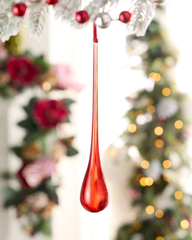 Teardrop Bottle Glass Christmas Ornament